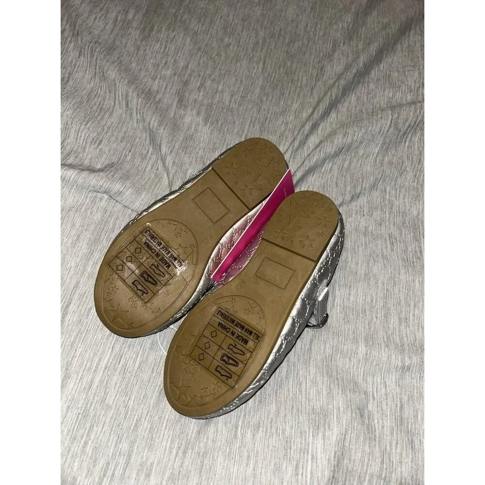 Rampage Girls Sliver Casual Dress Holiday School Ballet Flats Shoes Size 9